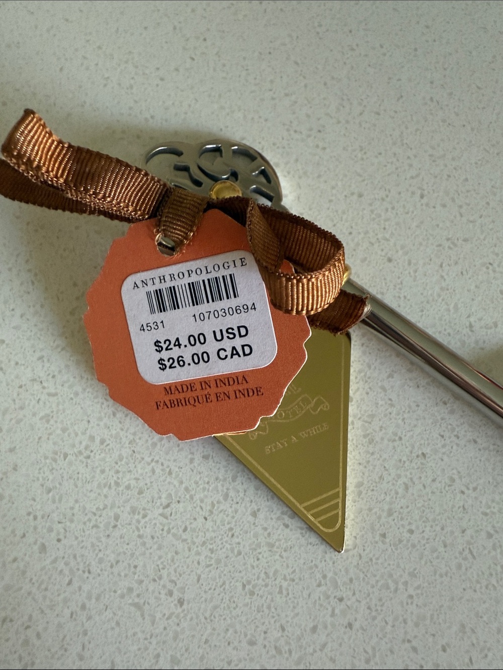 Anthropologie Hotel Key Bottle Opener Gold Silver - Picture 5 of 6